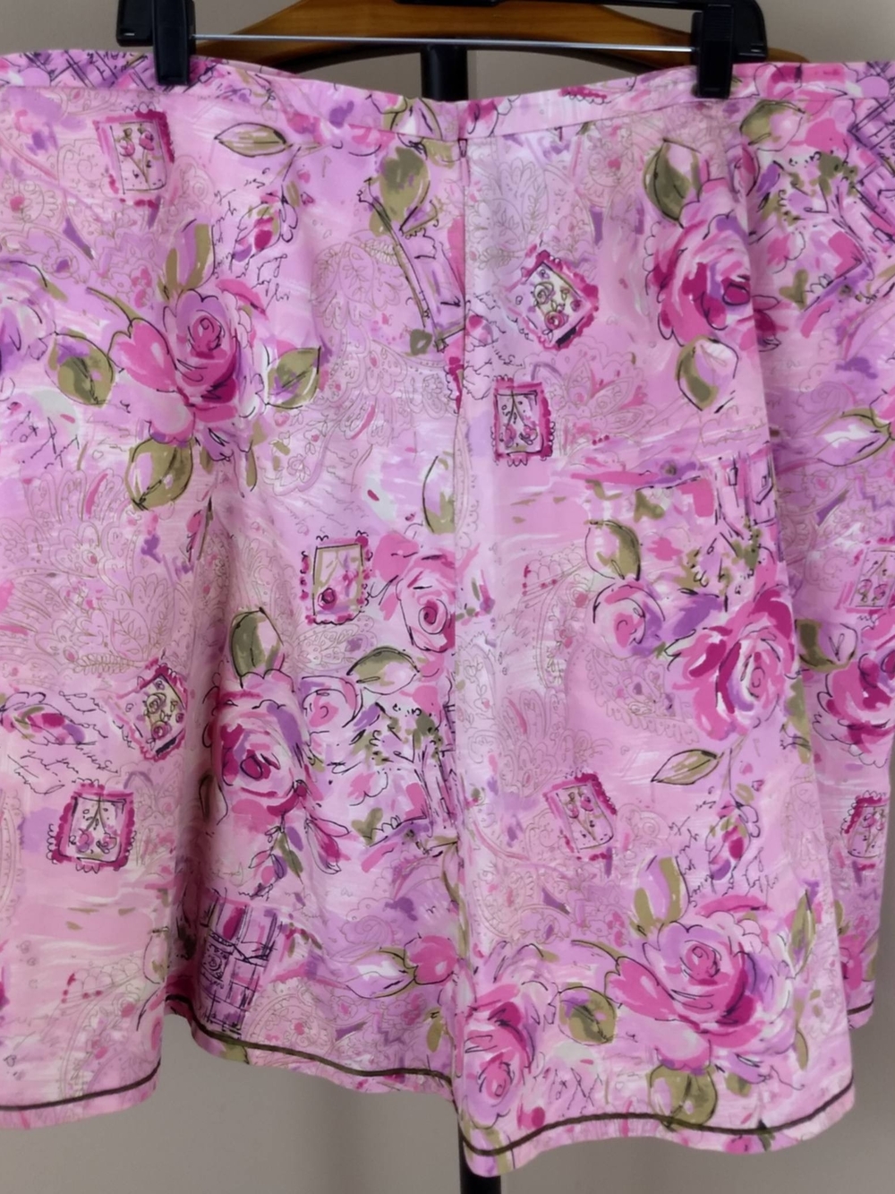 Liz Claiborne Pink Rose Print Circle Skirt